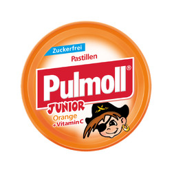 Продуктови Категории Бонбони Pulmoll Junior Бонбони за гърло с Портокал + витамин C 50 гр.